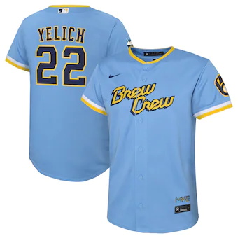 youth nike christian yelich powder blue milwaukee brewers 2